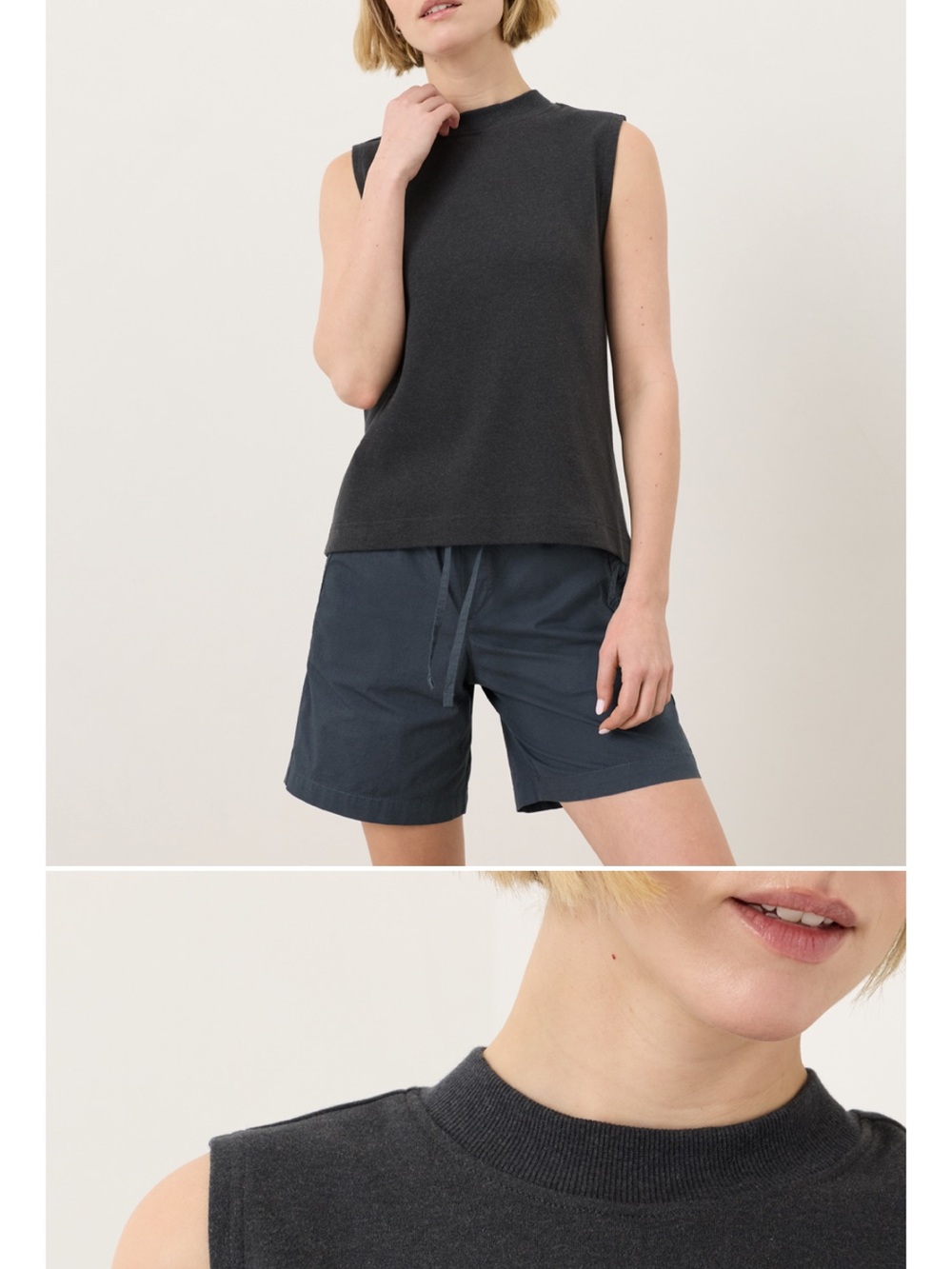 Pact Women's Charcoal Airplane Mock Neck Shell